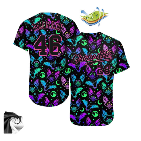 3d-pattern-bright-multicolored-halloween-bats-baseball-jersey_-custom-baseball-jersey-1_paktpt 3D Pattern Bright Multicolored Halloween Bats Baseball Jersey, Custom Baseball Jersey