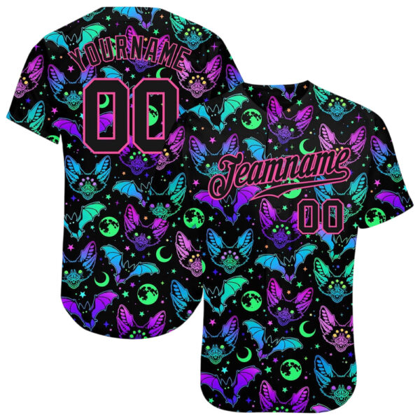 3d-pattern-bright-multicolored-halloween-bats-baseball-jersey_-custom-baseball-jersey-2_jeykgt 3D Pattern Bright Multicolored Halloween Bats Baseball Jersey, Custom Baseball Jersey