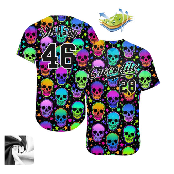 3d-pattern-bright-multicolored-halloween-skulls-baseball-jersey_-custom-baseball-jersey-1_w6sz69 3D Pattern Bright Multicolored Halloween Skulls Baseball Jersey, Custom Baseball Jersey