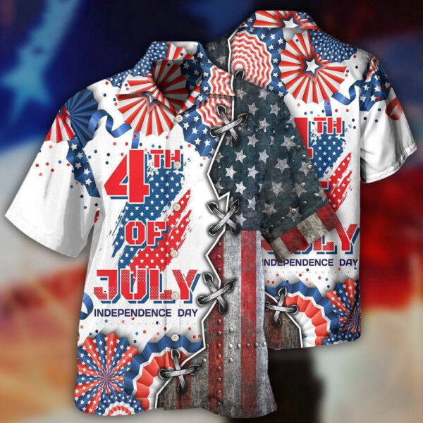 4th of July Hawaiian Shirt - Patriotic Independence Day Aloha Shirt for Celebration