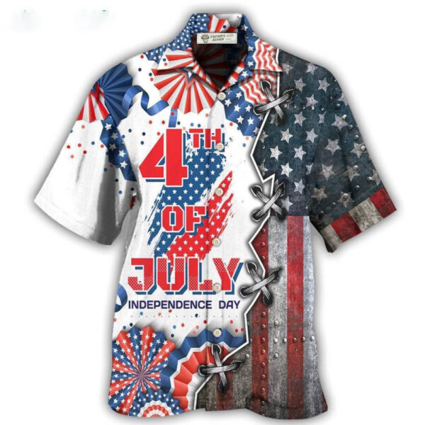 4th of July Hawaiian Shirt - Patriotic Independence Day Aloha Shirt for Celebration
