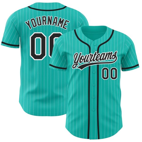 aqua-white-pinstripe-black-baseball-jersey_-custom-baseball-jersey-2_pva6xz Aqua White Pinstripe Black Baseball Jersey, Custom Baseball Jersey