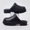 black clog 1 Chunky Black Platform Clogs – Unisex Slip-On Waterproof EVA Shoes with Adjustable Strap