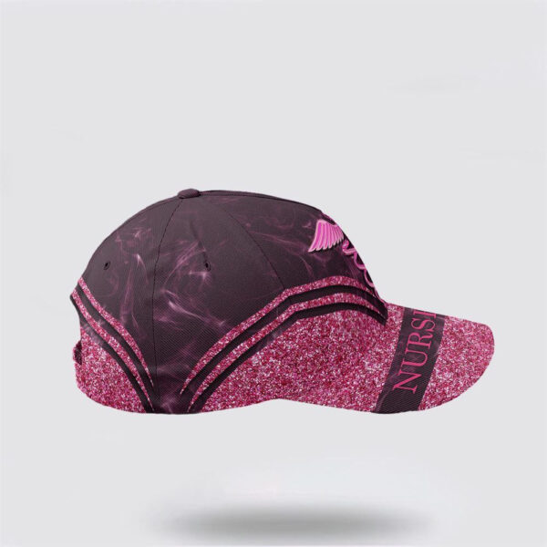 Breast Cancer Baseball Cap, Nurse Life Pink Glitter All Over Print Cap