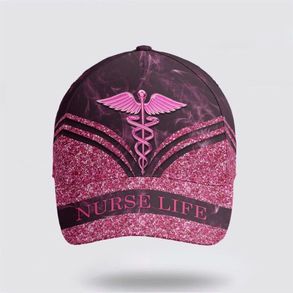 breast-cancer-baseball-cap-nurse-life-pink-glitter-all-over-print-cap_ucxnni Breast Cancer Baseball Cap, Nurse Life Pink Glitter All Over Print Cap