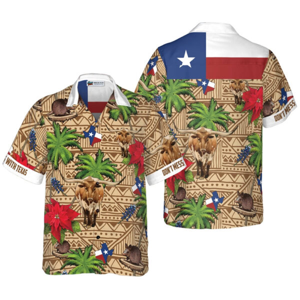 Brown Tribal Pattern Hawaiian Shirt  Texas Style Casualwear for Unique Fashion