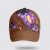 Christian Baseball Cap, Faith Hope Love Magical Butterfly Purple Roses Leather Style Baseball Cap