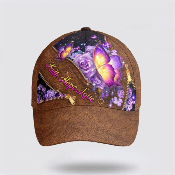 christian-baseball-cap-faith-hope-love-magical-butterfly-purple-roses-leather-style-baseball-cap_y9jb7v Christian Baseball Cap, Faith Hope Love Magical Butterfly Purple Roses Leather Style Baseball Cap
