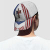 Christian Baseball Cap, God Bless American Flag On Cross All Over Print Baseball Cap