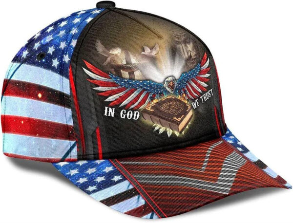 Christian Baseball Cap, In God We Trust Jesus Cross Eagle Baseball Cap