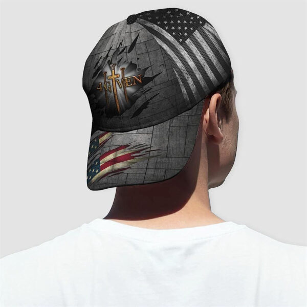 Christian Baseball Cap, Jesus Religious Cross Nails And American Flag Forgiven Given Baseball Cap