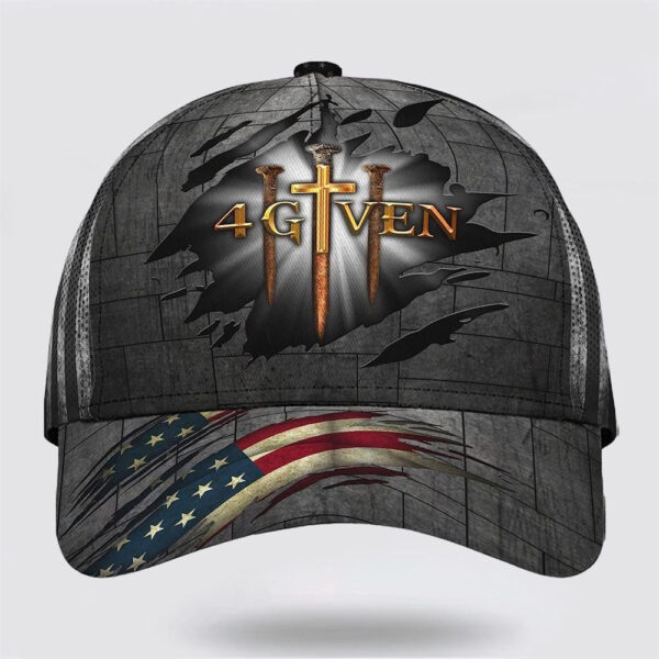 christian-baseball-cap-jesus-religious-cross-nails-and-american-flag-forgiven-given-baseball-cap_rcqh2k Christian Baseball Cap, Jesus Religious Cross Nails And American Flag Forgiven Given Baseball Cap