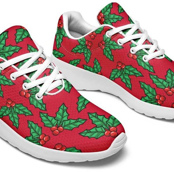 christmas-red-and-green-mistletoe-sneakers-shoes-for-men-women_xqc8sc Christmas Red And Green Mistletoe Sneakers Shoes For Men Women