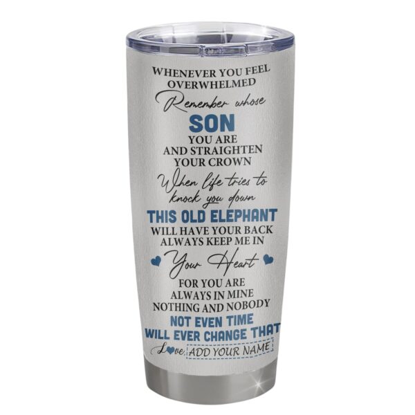 Custom Elephant Tumbler for Son -Unique Birthday & Graduation Gift from Parents