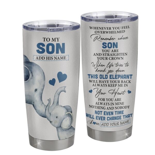 Custom Elephant Tumbler for Son -Unique Birthday & Graduation Gift from Parents