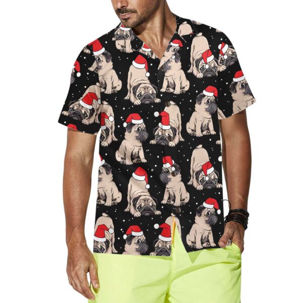festie-pug-puppy-hawaiian-shirt-perfect-christmas-gift-for-pug-loers-4_leznex Festive Pug Puppy Hawaiian Shirt - Perfect Christmas Gift for Pug Lovers