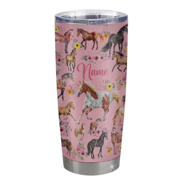 Floral Personalized Horse Tumbler for Girls – Perfect Gift for Birthdays & Holidays