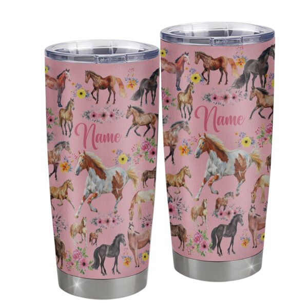 Floral Personalized Horse Tumbler for Girls – Perfect Gift for Birthdays & Holidays
