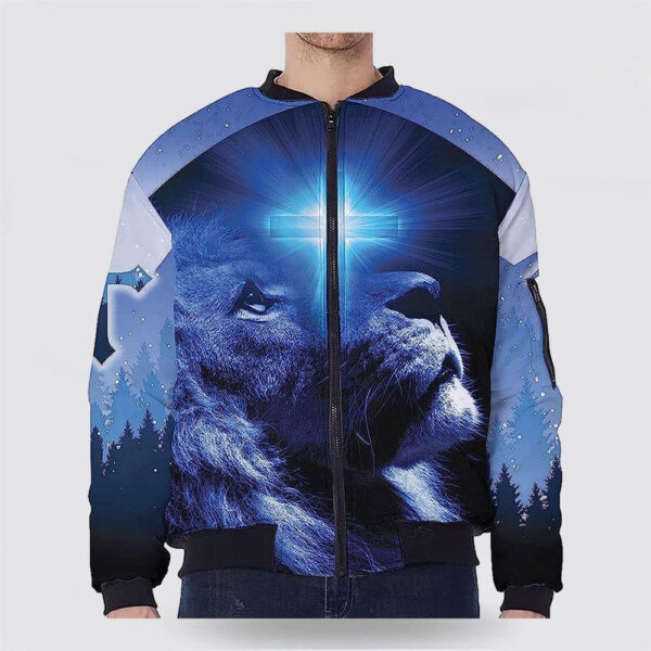 happy-moment-praise-god-lion-cross-blue-light-bomber-jacket-gifts-for-jesus-lovers-2_zo26be Happy Moment Praise God Lion Cross Blue Light Bomber Jacket - Gifts For Jesus Lovers