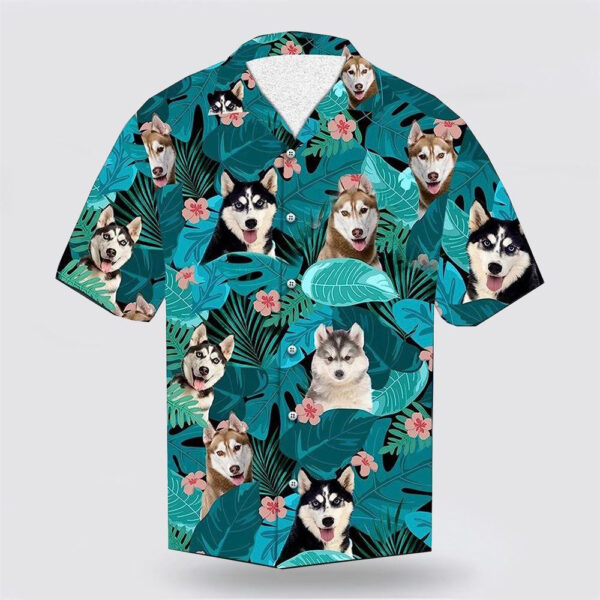 hawaiian-shirt-with-husky-dog-design-on-green-tropical-background-perfect-for-pet-lovers_l0hehp Hawaiian Shirt with Husky Dog Design on Green Tropical Background – Perfect for Pet Lovers