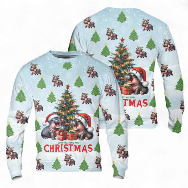 hippo-moo-deng-just-waiting-for-christmas-sweatshirt_-sweater-1_lduzwz Hippo Moo Deng Just Waiting for Christmas Sweatshirt, Sweater