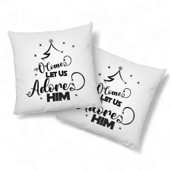 O Come Let Us Adore Him, Christmas Tree Christian Pillow