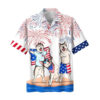 Patriotic Hawaiian Shirt for 4th of July  American Flag Dog & Matching Styles