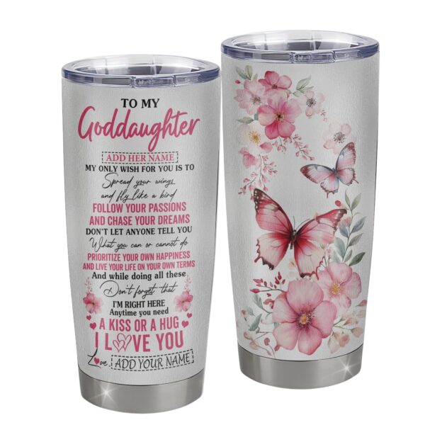 Personalized Butterfly Tumbler for Goddaughter -Custom Graduation & Birthday Gift