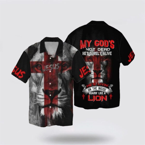 roaring-like-a-lion-hawaiian-shirt-jesus-is-alive-apparel-for-faith-lovers_b5qqhy Roaring Like a Lion Hawaiian Shirt - Jesus Is Alive Apparel for Faith Lovers