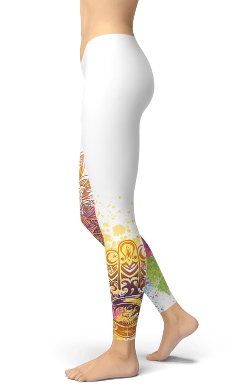 Stylish White Mandala Printed Leggings for Comfortable and Trendy Fit