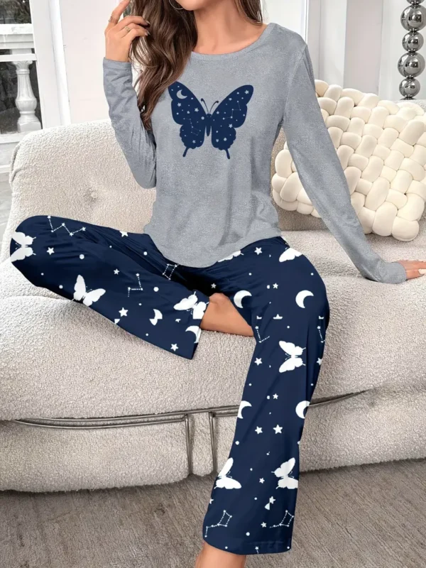Butterfly Starry Sky Print Pajama Set 1 Butterfly Starry Sky Print Pajama Set