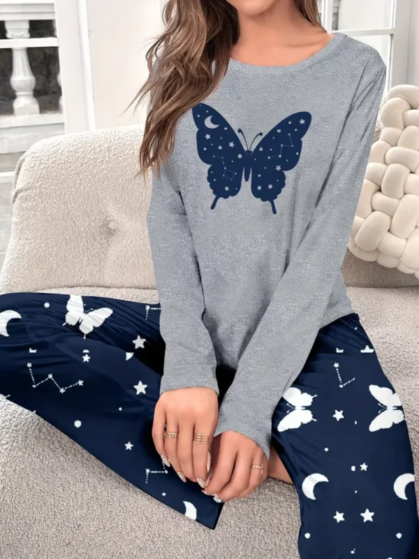 Butterfly Starry Sky Print Pajama Set Butterfly Starry Sky Print Pajama Set