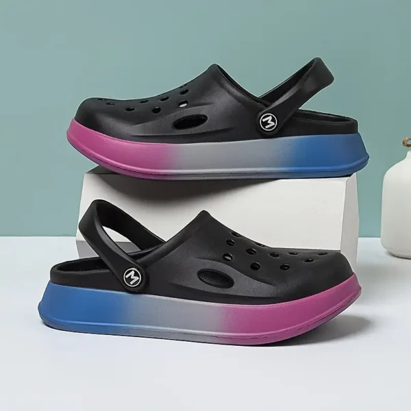 Women's Platform Sandals Unisex Gradient Sole Clogs – Lightweight Breathable Slip-On Sandals