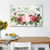 Be Still and Know That I Am God, Vintage Flower Hummingbird, Wall Art Canvas & Poster