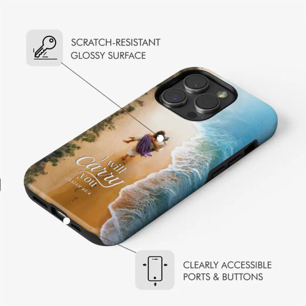 (Old Woman) I Will Carry You – Jesus Carrying Elderly Woman  Isaiah 464 Christian Phone Case