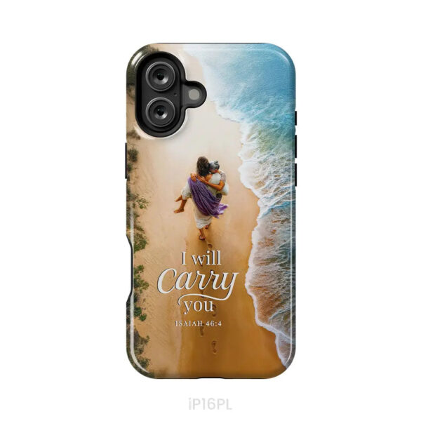 (Old Woman) I Will Carry You – Jesus Carrying Elderly Woman  Isaiah 464 Christian Phone Case
